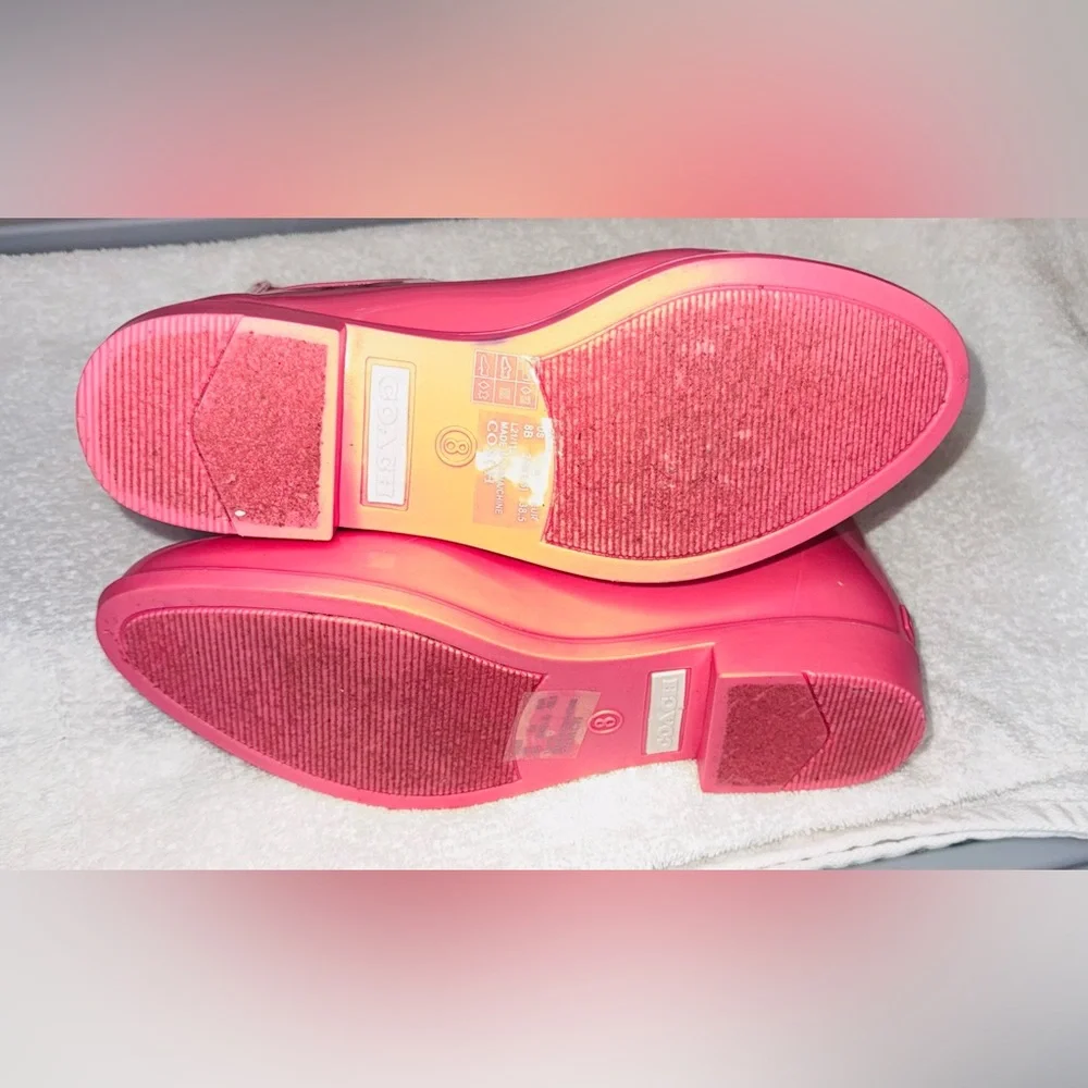 Coach Womens rain boots size 8, pink, with signature coach logo sock upper - Picture 8 of 10